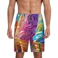 thumbnail image 1 of Balery Rainbow Melting Ice Cream Pantalones cortos de pijama de punto de algodón para hombre con cinturilla y bolsillos-X-Large, 1 of 6