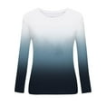 thumbnail image 5 of tklpehg Tops for Women Long Sleeve Shirts for Women Leisure Loose Fit Blouse Graphic Tees Long Sleeve Tops Crewneck Spring Tops Lightweight Gradient Print Pullover Tops Navy L, 5 of 5