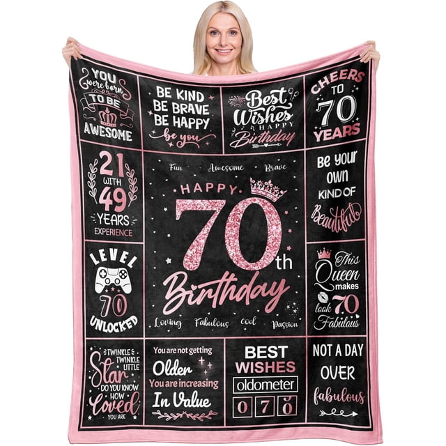 LHSHID 70th Birthday Gifts for Women Blanket Funny 70th Birthday Decoration for Women Birthday Gifts for 70th Women Best 70th Birthday Gift Ideas for Women Happy Birthday Gifts 40"x50"