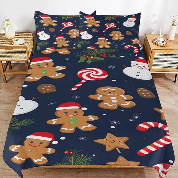 Christmas Style Printing Duvet Cover 3pcs Set Themed Multicolor Polyester Bedding Set for Bedroom Decoration Twin