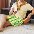 thumbnail image 5 of Honeii yellow and green houndstooth Print Men's Pajama Sleepwear Shorts - a comfy pajama bottom and lounge short for Relaxed Home Wear-Medium, 5 of 6