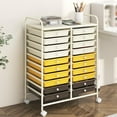 thumbnail image 5 of 20-Drawer Organizer Cart Tools, Mobile Utility Storage Cart, Rolling Storage Cart with Detachable Drawers & Lockable Wheels for Home, Office, School,Apartment, Dorm, Libaray(Yellow, Beige & Grey), 5 of 5