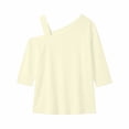 thumbnail image 4 of TGSLY Asymmetric One Shoulder Tops for Women Lightweight Thin V Neck Solid Color Blouses Relaxed Dressy Casual Half Sleeve T-Shirts L, 4 of 8