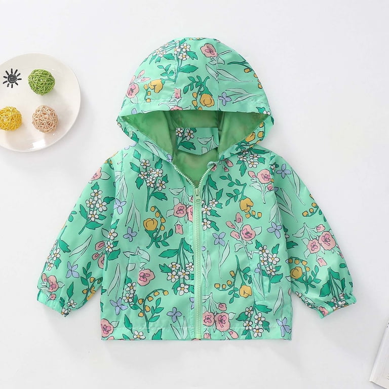 Stamzod Toddler Rain Coat Boys Girls Outdoor Waterproof Rain Jacket with  Hood Fall Windbreaker Jackets for Girls Baby Girl Clothes Green 12 Months