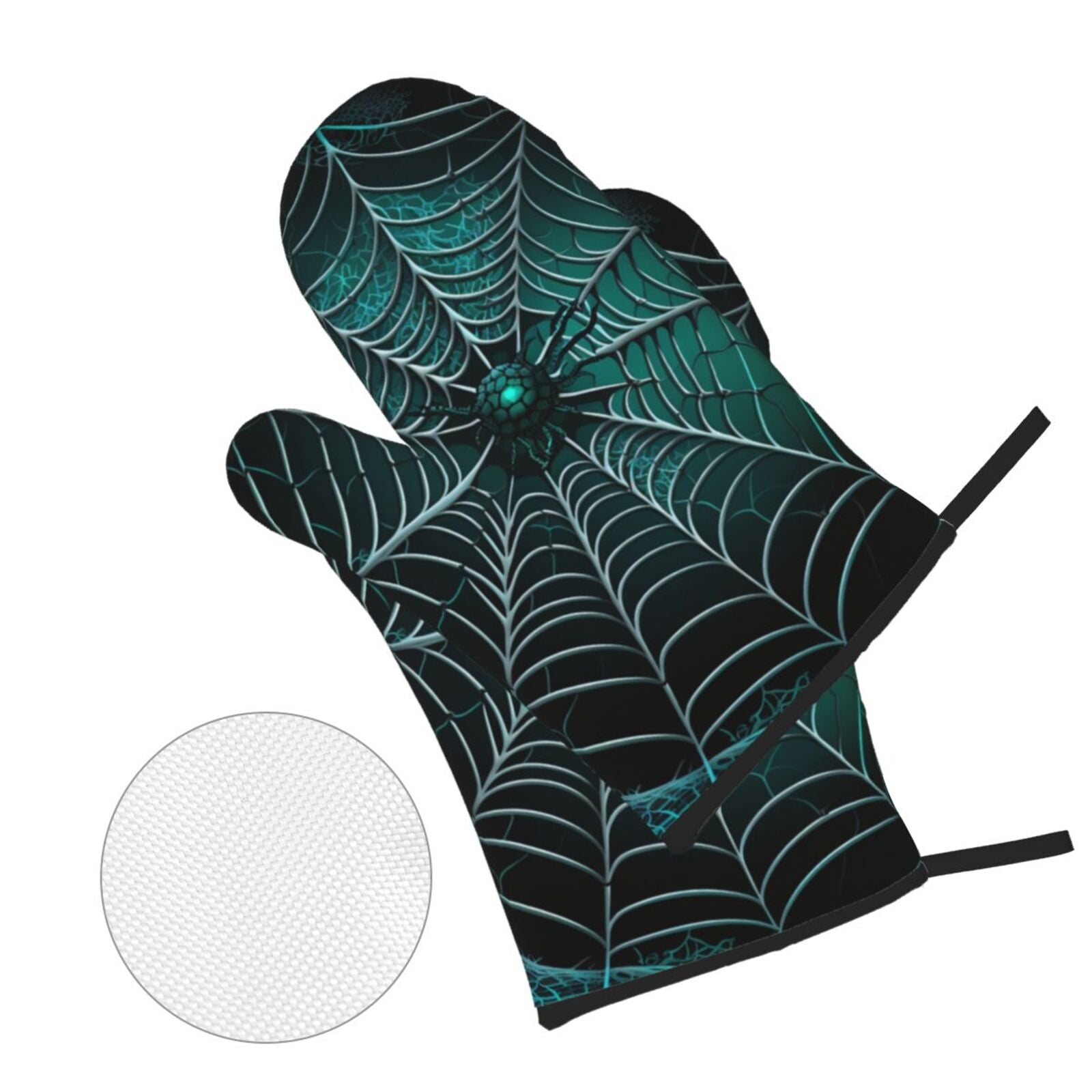 Spider Web Gothic Art 4Pcs Oven Mitts and Pot Holders Sets Oven Kitchen Gloves Hot Pads for Cooking BBQ Baking Grilling