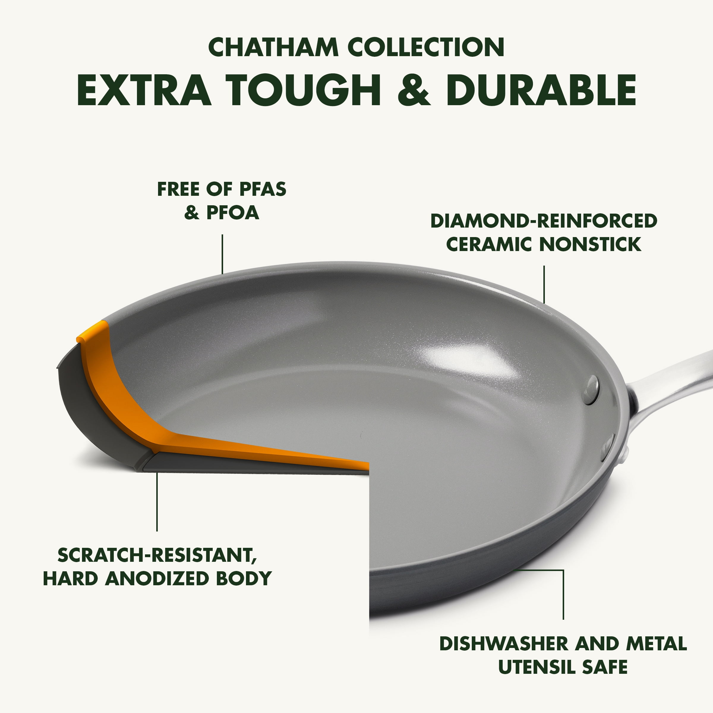 Chatham Black Ceramic Nonstick 1-Quart and 2-Quart Saucepan Set with Lids
