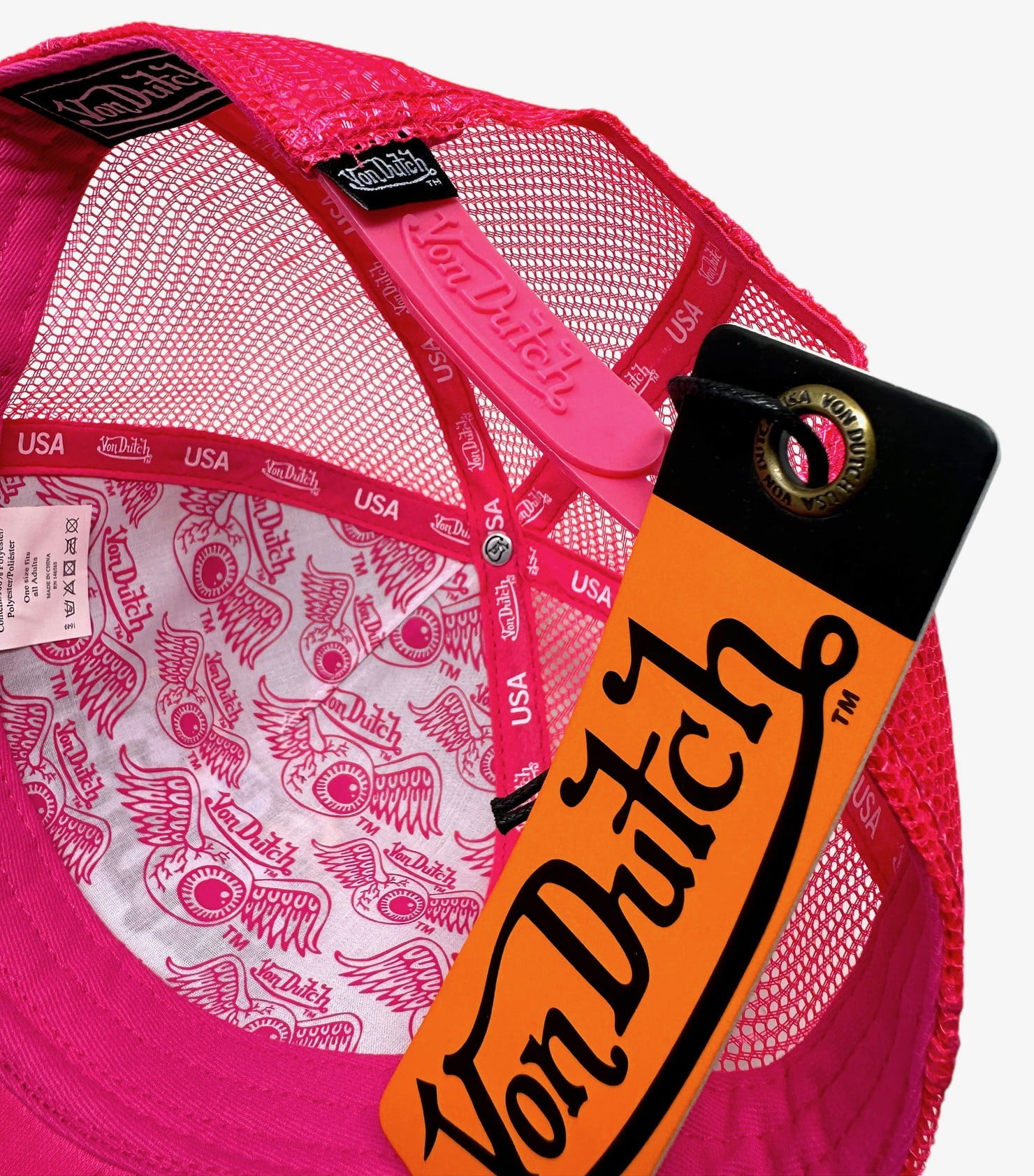 Von Dutch Hot Pink Classic Flying Eyeball Trucker Snapback Cap VON DUTCH Flying Eyeball Wordmark Trucker Hat | Mercari main image 2
