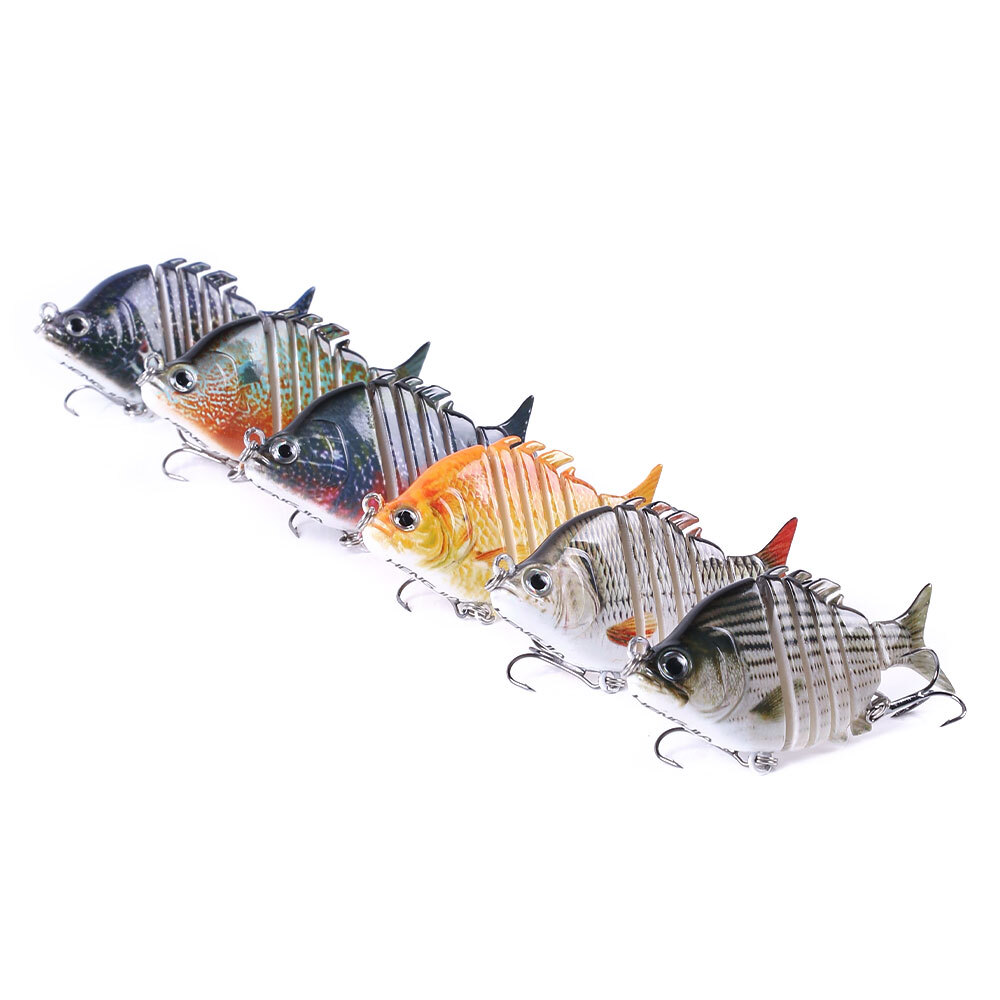 6PCS Lot Multi Jointed Fishing Lures Swimbait Bait Hooks Crankbait 6-Segment