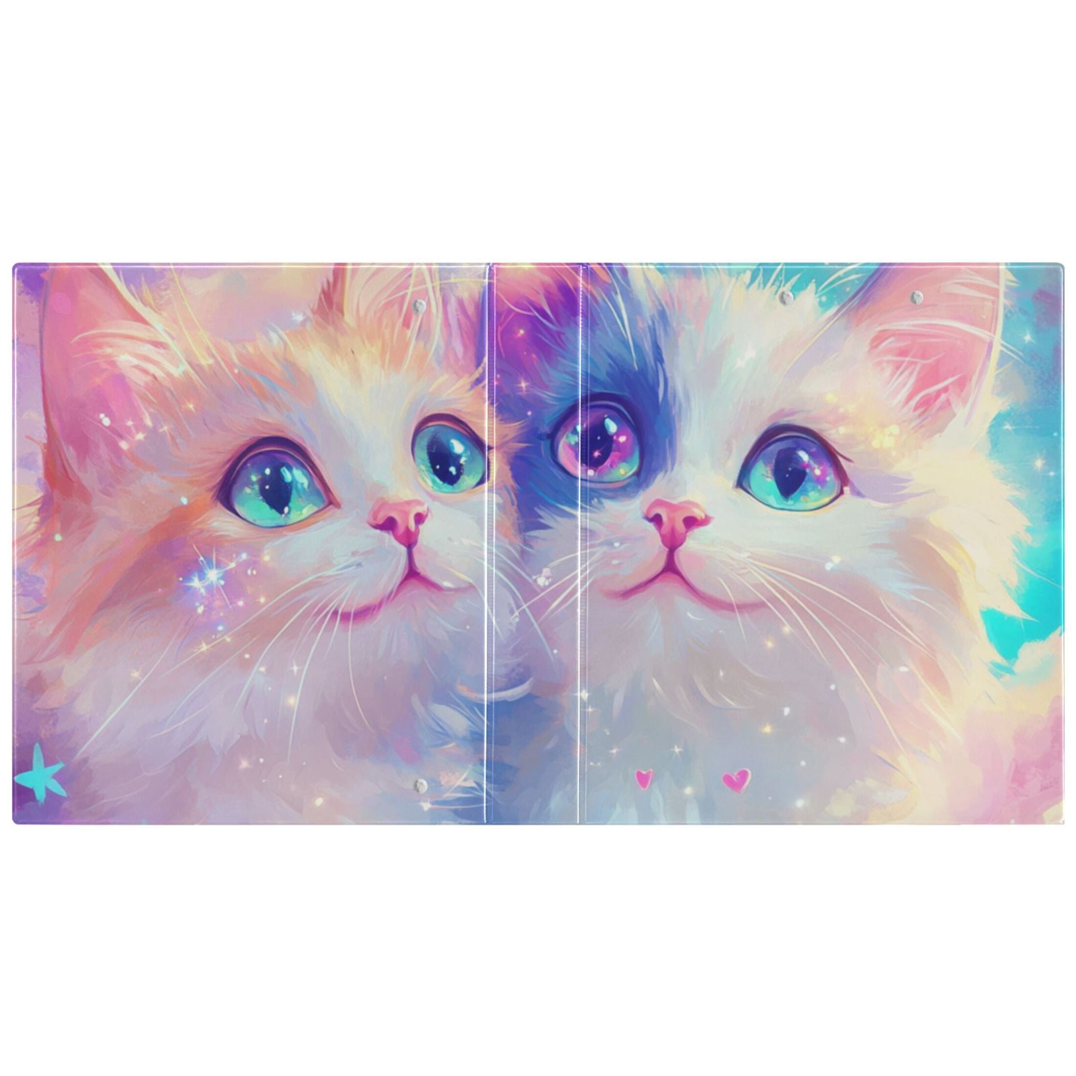 Twinkle Cats 3 Ring Binders 1.5 inch Hardcover File Folders with Interior Pockets A4 Size Organizer for School Office Hospital Set of 2