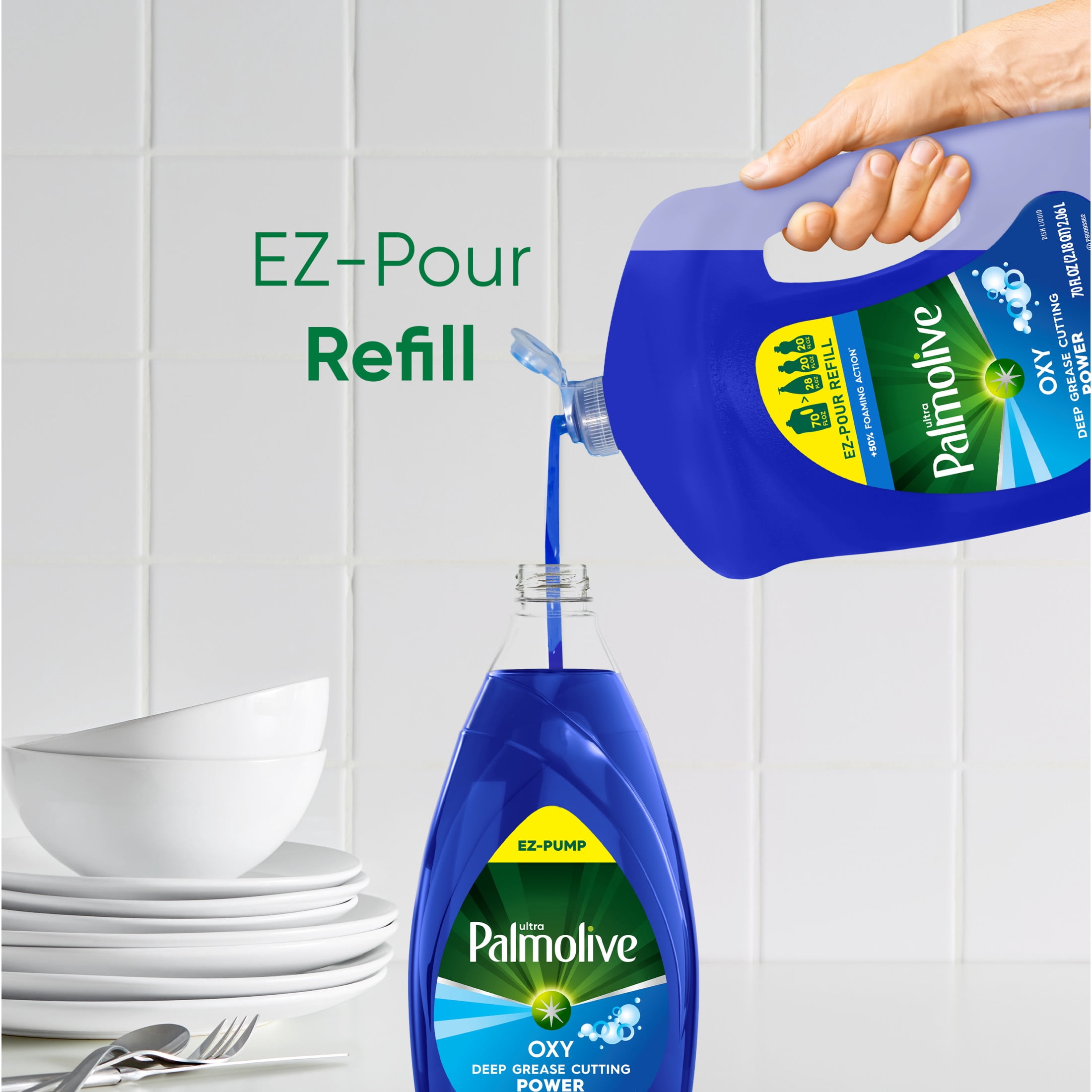 Palmolive Ultra Oxy Liquid Dish Soap, Grease Cutting, 70 fl oz EZ-Pour Refill Bottle
