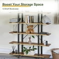 thumbnail image 6 of Bookshelf Industrial 70" Freestanding 5-Tier Tall Bookshelf Metal Frame Display Shelf with Thickened Particle Board for Bedroom, Home Office and Living Room, Rustic Brown, 6 of 6
