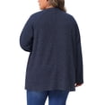 thumbnail image 3 of Suéteres de talla grande para mujeres Agnes Orinda, de manga larga, casuales, sueltos, cárdigans de punto abiertos 2X azul oscuro, 3 of 5