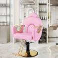thumbnail image 3 of Salon Chair for Hair Stylist, Reclining Barber Chair for Barbershop 360 Swivel, Professional Height Adjustable Hair Salon Styling Chairs Multi-Function Shampoo Spa Beauty Equipment, Pastel Pink, 3 of 8