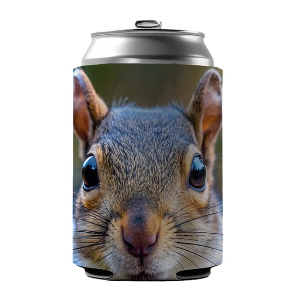 Gray Squirrel Face Drink Beer Soda Insulated Sleeve Holder Can Cooler Hugger