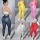 thumbnail image 2 of Pantalones de yoga con estampado de mezclilla de estilo europeo y americano, pantalones de fitness deportivos de cintura alta y sexys para mujer, 2 of 5