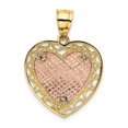 thumbnail image 3 of 14k Gold Two-tone Polished Lace Trim Heart Pendant Charm, 3 of 4