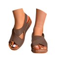 thumbnail image 6 of IUJSOY Womens Criss Cross Platform Wedge Sandals Open Toe Heels Sandals for Casual Summer Slide Shoe, 6 of 6