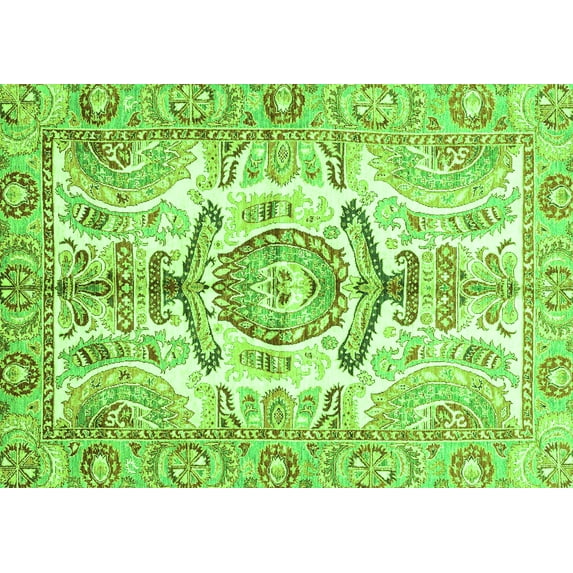 Ahgly Company Indoor Rectangle Abstract Green Modern Area Rugs, 8' x 10'