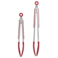 thumbnail image 2 of Pinzas antiadherentes para alimentos, pinzas para servir pan, herramientas para asar y cocinar (rojo), 2 uds., 2 of 14