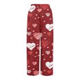 thumbnail image 7 of Women's Fashion Pocket Valentine's Day Print Stretch Adjustable Drawstring Wide Leg Pants, Elastic Waist Holiday Pants, Casual Lounge Wear for Women,Wine,S, 7 of 7