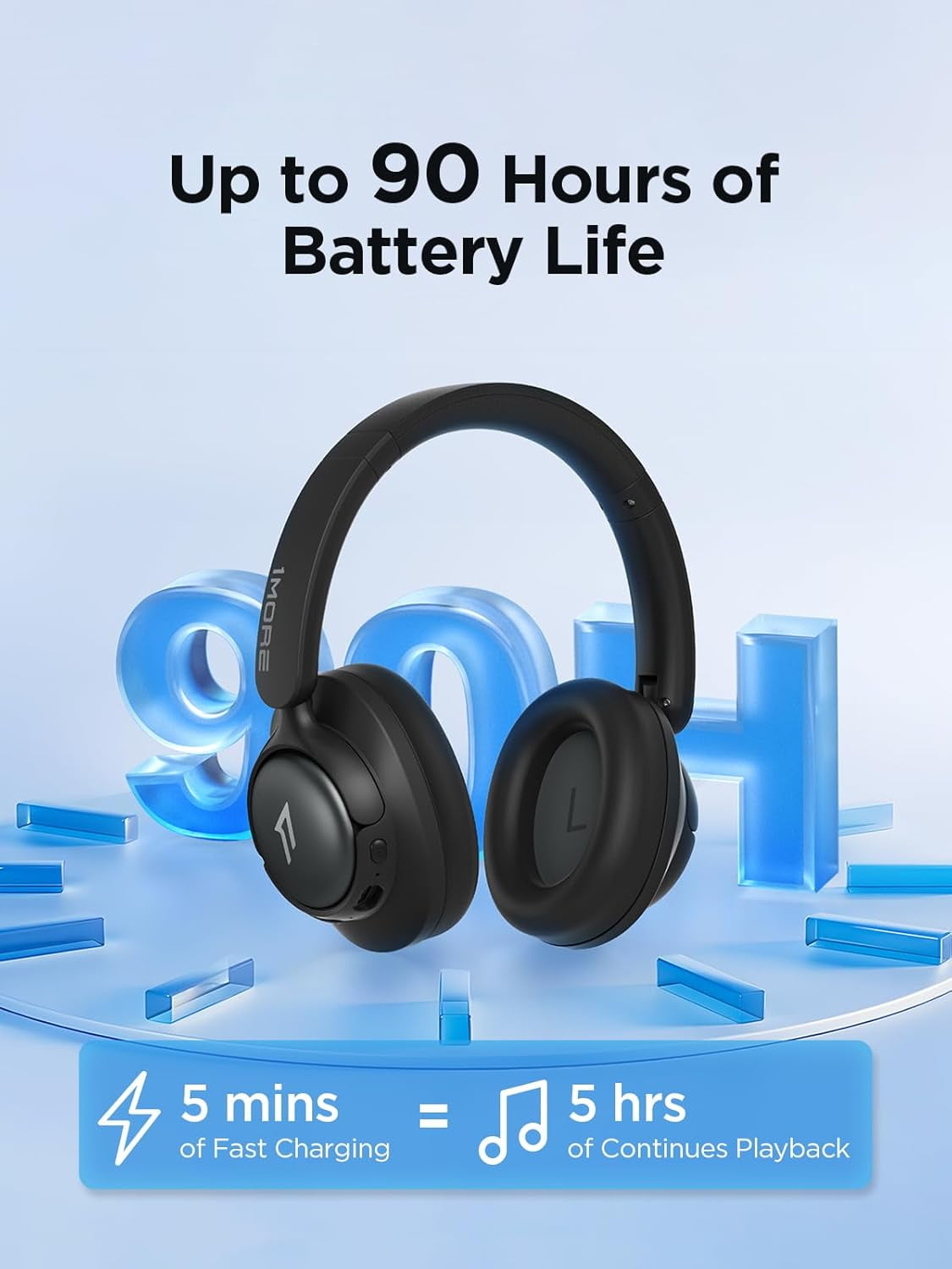 1MORE Sonoflow HQ31 Wireless Headphones with ANC, Hi-Res Audio, 90H Battery, Black