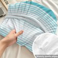 thumbnail image 4 of Full Size Fitted Sheet Set - Turquoise Ombre Stripe 3 Piece Bedding Sets 16" Deep Pocket Fitted Sheet with 2 Pillowcases Farmhouse Simple Striped Brushed Microfiber Hotel Luxury Bed Sheets, 4 of 9