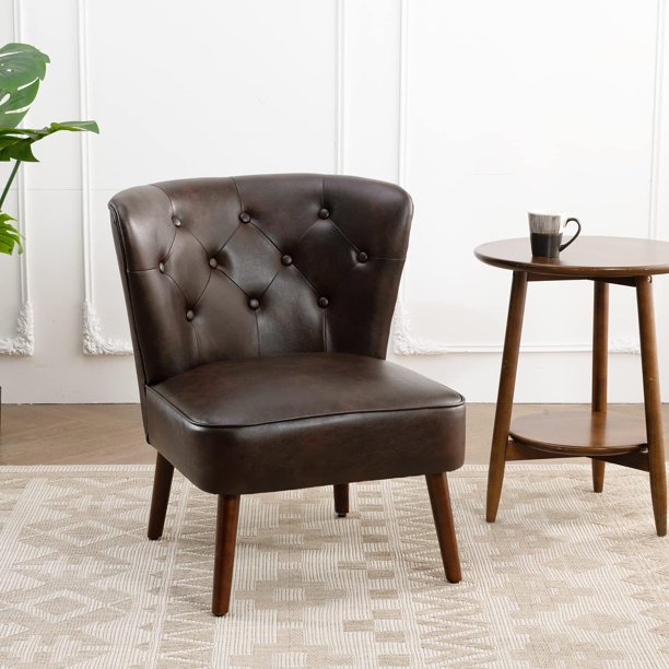 FulnKye PU Leather Accent Chair Century Modern Chair Single Sofa