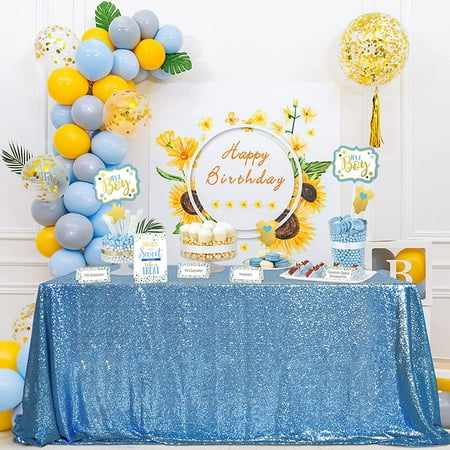 

SoarDream Sequin Tablecloth Glitter Rectangle Wedding Party Table Cover Baby Blue Restaurant Kitchen Linen 50 x80