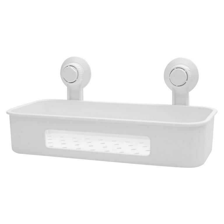 Kitchen Bathroom Plastic Suction Cup Wall Sucking Basket Storage Shelf -  Clear,White - 11.8 x 3.9 x 3(L*W*H) - Bed Bath & Beyond - 28798752