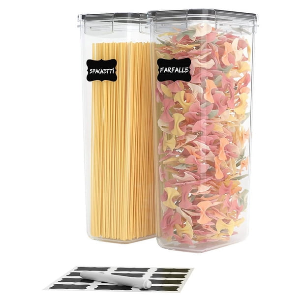 Juego de Recipientes de Almacenamiento de Alimentos Altos HerméTicos, 2 Piezas Recipientes de Espagueti de 2,8 L para OrganizacióN y Almacenamiento de Despensa
