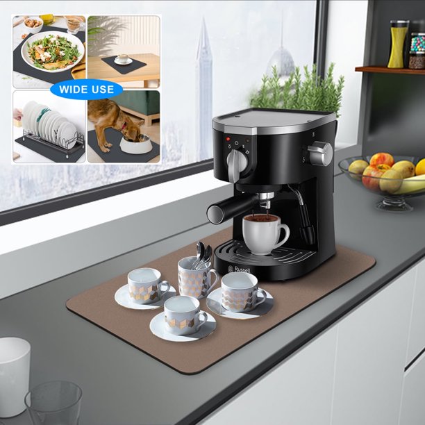 Tapete para café DYIOO para encimera de cocina, tapete para secar platos, absorbente y resistente a las manchas, accesorio de barra de café con reverso de goma impermeable, apto para cafeteras,