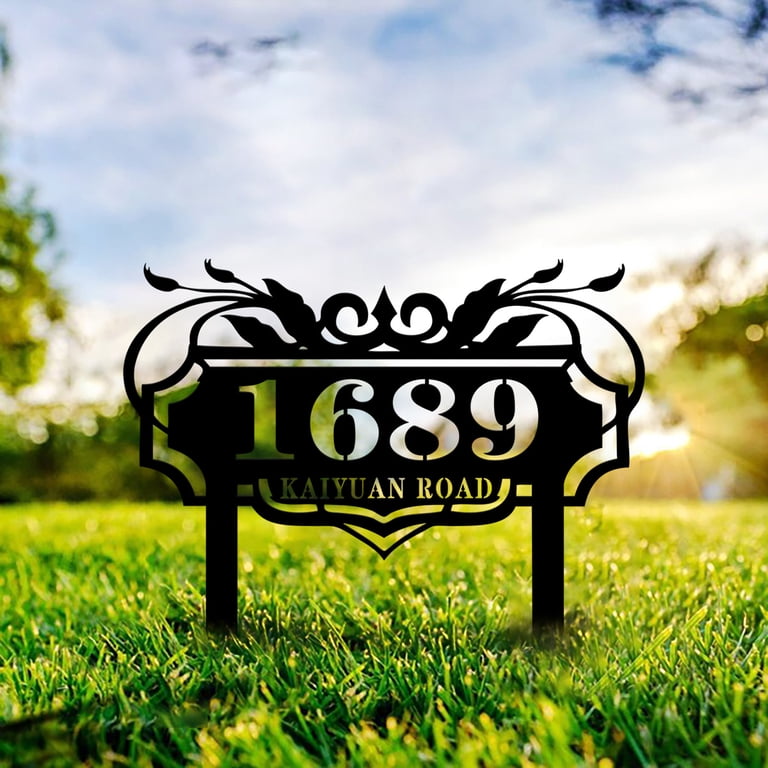 Personalized Custom Metal House Number Sign – Address Plaque For Outside Garden, Door, Wall – Housewarming Gift (Multiple Sizes & Colors)