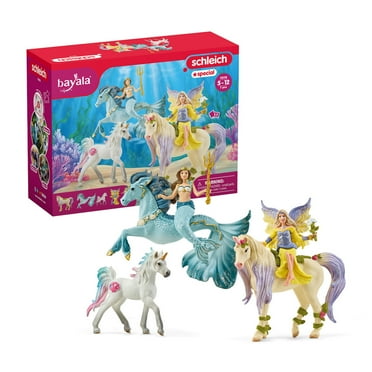 Schleich - Bayala: Fairy Feya & Mermaid Eyela with Unicorn, Pegasus, & Seahorse Action Figure Playset, 5 Pcs