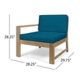 thumbnail image 3 of Santa Otis Outdoor 3 Seater Acacia Wood Sofa Sectional with Cushions, Light Brown and Dark Teal, 3 of 4