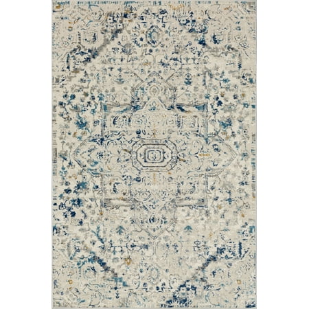 Mohawk Home Agatha Washable Low Pile Stain and Fade Resistant Indoor Area Rug  Blue  5  3  X 8