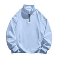 thumbnail image 3 of Dqueduo Men's Fashion Sweatshirt, Solid Long Sleeve Turndown Collar Casual Zipper Top Sweatshirt, Regular Length Men's Sweatshirt, 3 of 6
