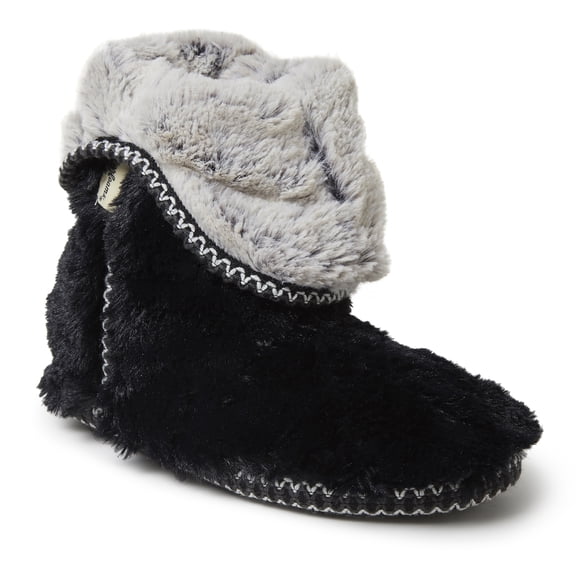 Dearfoams Women's Beth Faux Fur Fold Down Fuzzy Bootie House Slipper Boot