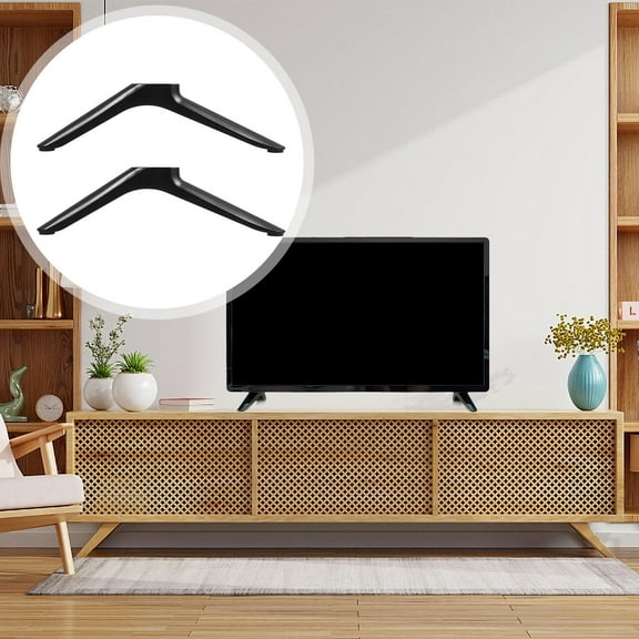 Milisten 2Pcs TV Holder Stand Black Sturdy Tabletop Base with Easy Installation for Home and Office