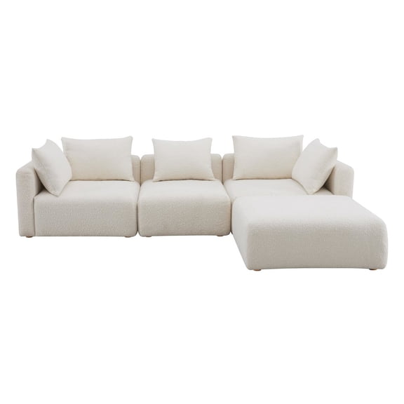 TOV Furniture Hangover Cream Boucle 4-Piece Modular Sectional
