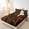 thumbnail image 4 of Manfei Geometric Stripes Full Size Sheets,Modern Line Art Bed Sheets,Orange Geometric Striped Sheet Sets For Boys Kidsightweight Bedroom Decorative,4-Piece, 4 of 7