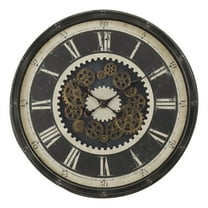 Clocks - 30" Round - Gear Mechanism - Large Oversized - Wall Clock - Brown