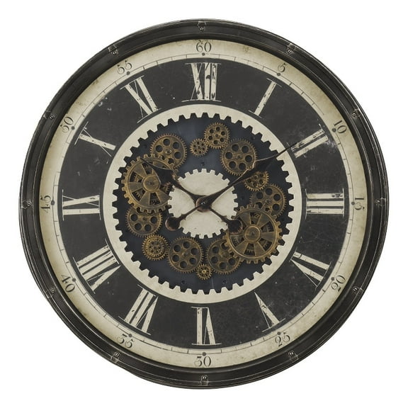 Clocks - 30" Round - Gear Mechanism - Large Oversized - Wall Clock - Brown