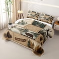 thumbnail image 3 of Castle Fairy Teens Vintage Wildlife Deer Bear Quilt King,Watercolor Rustic Cabin Pine Canoe King Coverlet Set,Tan Brown Black, 3 of 7