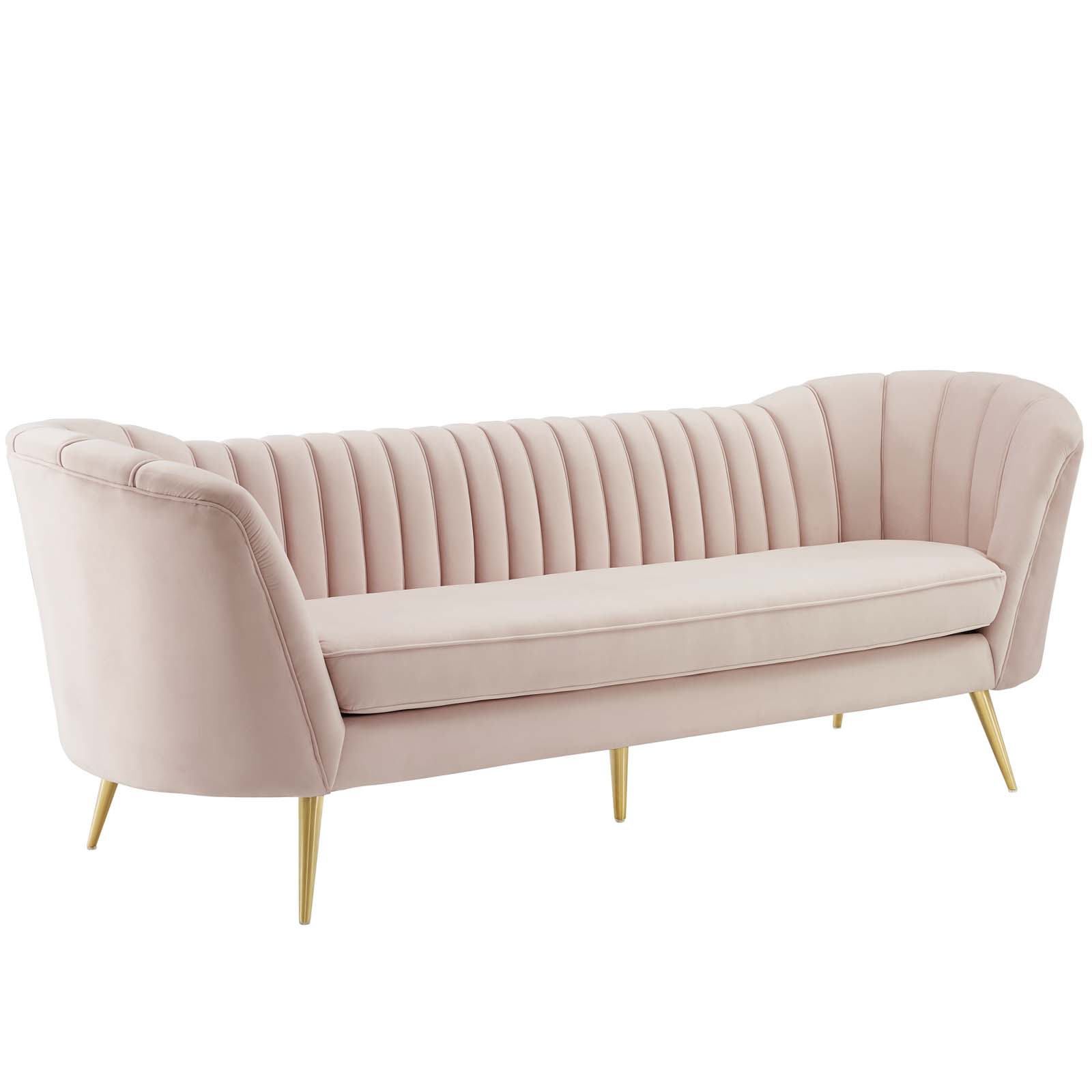 Opportunity Vertical Channel Tufted Curved Performance Velvet Sofa - image 2 of 5