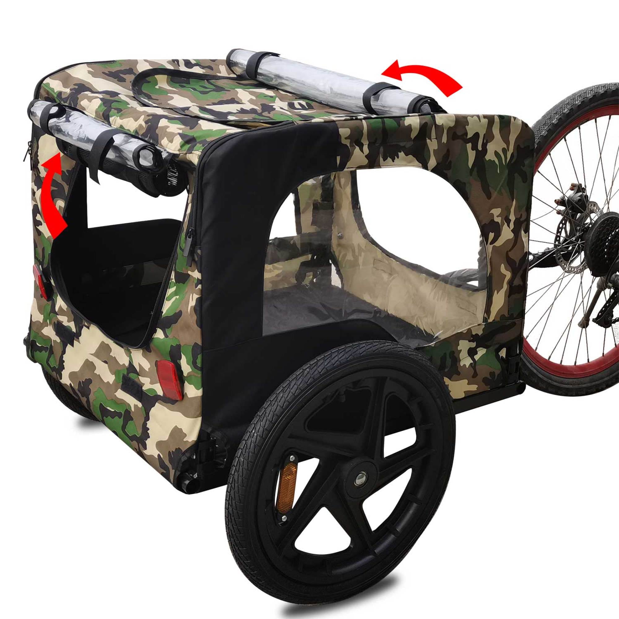 Pet Bike Trailer Dog/Cat Carrier with Detachable Dog Cart for Bicycle,Easy Folding Frame Pets Cart Suitable for Small and Medium