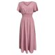 thumbnail image 3 of WILLBEST Vestidos Cortos Para Mujer, Vestido De Verano Para Mujer 2024, Vestido Bohemio Con Vuelo, Elegante Vestido De Manga Corta Con Cinturón, Vestido Maxi Para Vacaciones En La Playa, 3 of 3