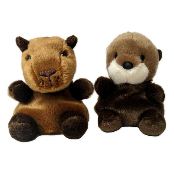 Set of 2 SELENA SEA OTTER & SID CAPYBARA Palm Pals 5" Animal Plush, Aurora