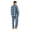 thumbnail image 2 of GLOBAL Men's Long Sleeve Plain Weave Pajama Set Cotton Sleepwear Comfy Loungewear Fresh Blue Plaid XL, 2 of 7