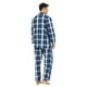 thumbnail image 2 of GLOBAL Conjunto de Pijama de Tejido Liso de Manga Larga para Hombre, Ropa de Dormir de Algodón, Ropa de Dormir Cómoda, Cuadros Azul Fresco S, 2 of 7