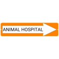 thumbnail image 1 of ANIMAL HOSPITAL Orange Right Arrow 24 x 6 inch Aluminum Composite Sign, 1 of 4